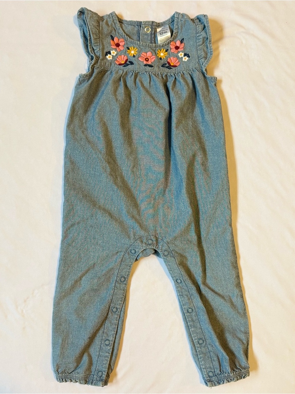 Carter’s Baby Denim-Effect Floral Romper - Blue